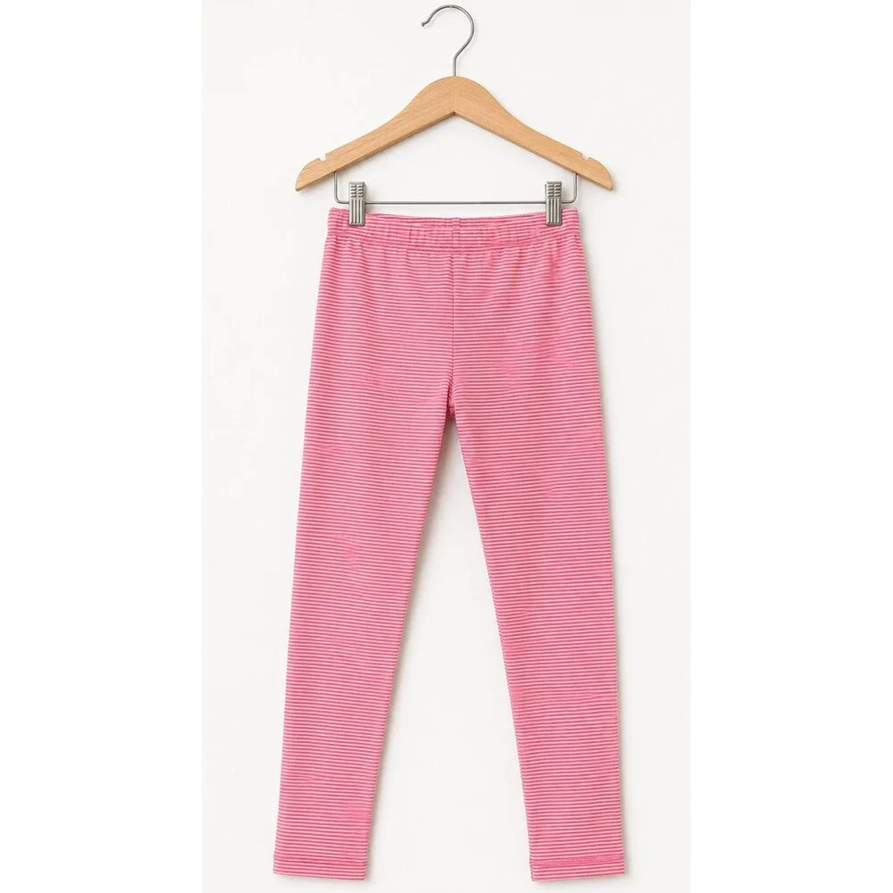 Petit Bateau Girls Pink & White Striped Cotton Leggings Sz 8 Years 126cm Morocco